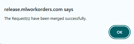 Merge successful pop-up